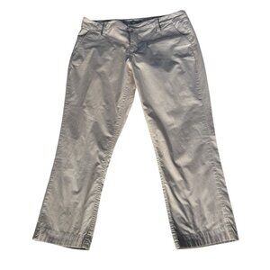 Horny Toad Women's Sz 12 Tan Wide Leg Cropped Capri Pants w/ Gray Contrast Cuffs